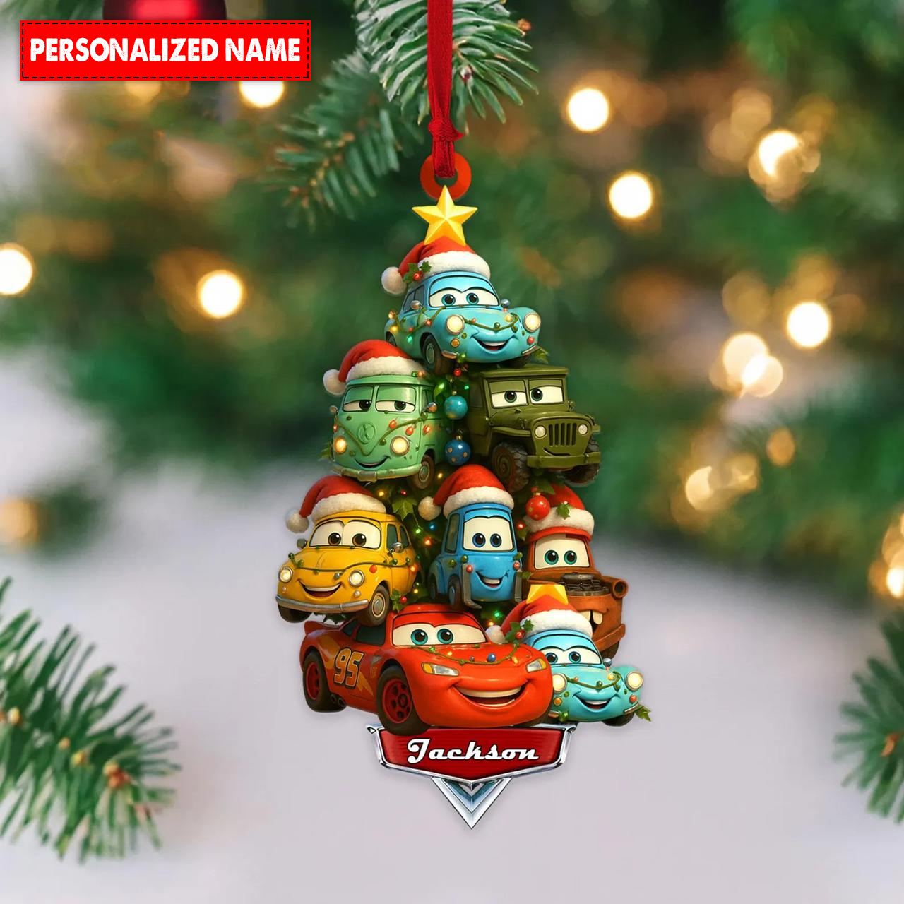 Personalized Name Car Characters Christmas Ornament - Image 2