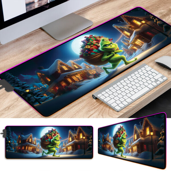 Santa Grinch on Street LED Desk Mat - Image 3