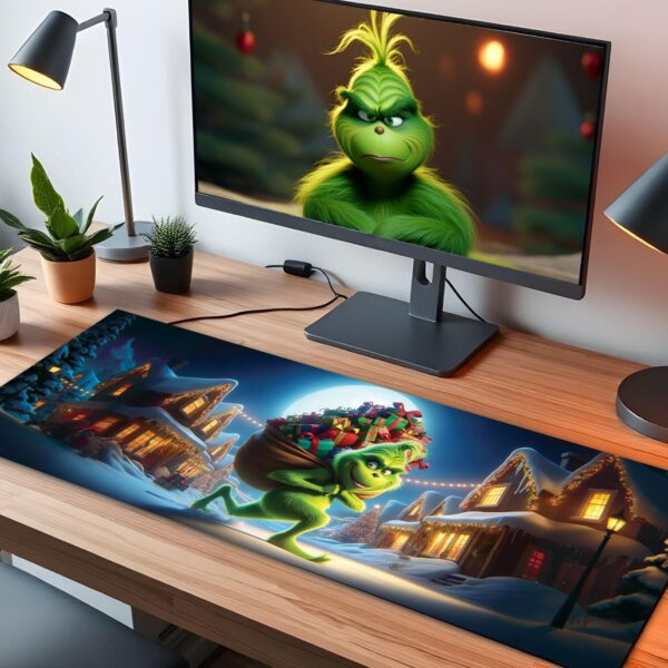 Santa Grinch on Street LED Desk Mat - Image 2