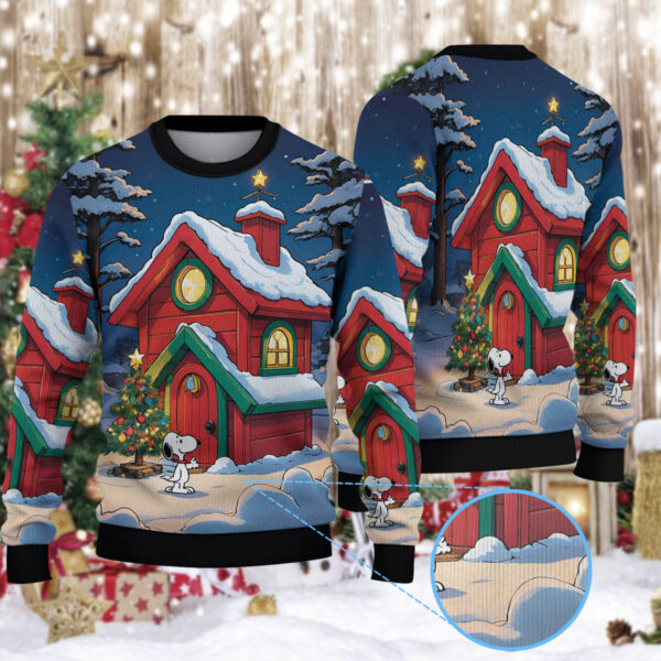 Snoopy's Luxury Christmas Dog House Christmas Knitted Sweater
