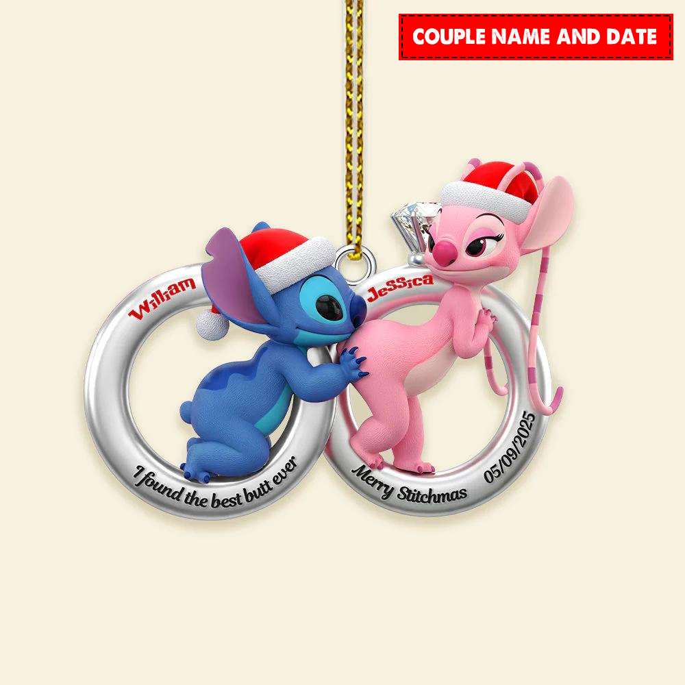 Personalized Stitch and Angel Gifts For Couple Christmas Ornament - Image 3