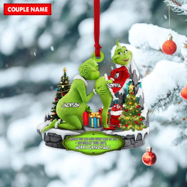 Personalized Merry Grinchmas Mr Mrs Christmas Ornament - Image 5