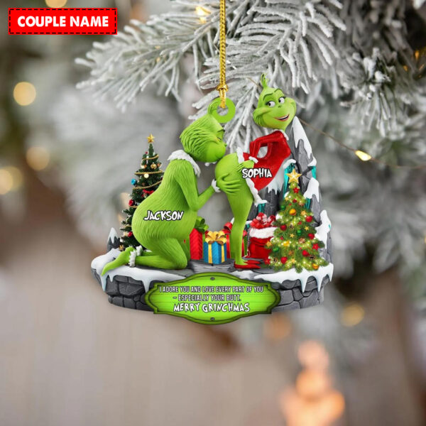 Personalized Merry Grinchmas Mr Mrs Christmas Ornament - Image 4