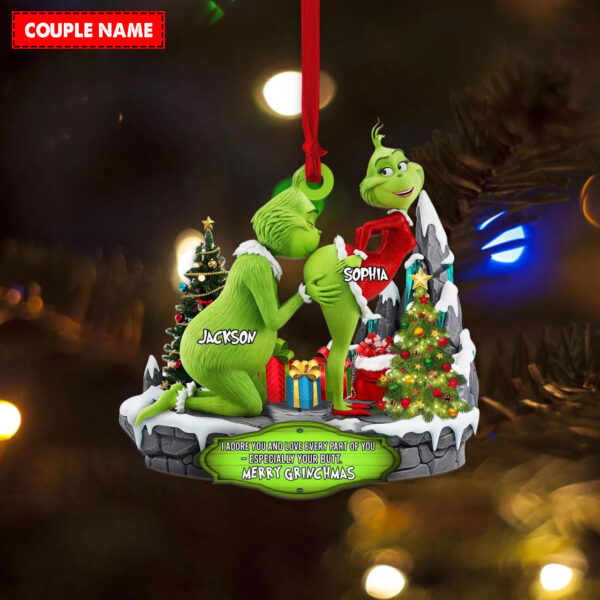 Personalized Merry Grinchmas Mr Mrs Christmas Ornament - Image 3