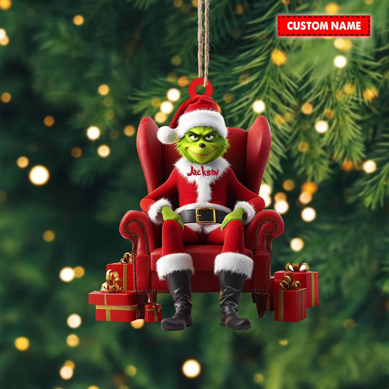 Personalized Grinch Christmas Ornament - Image 3