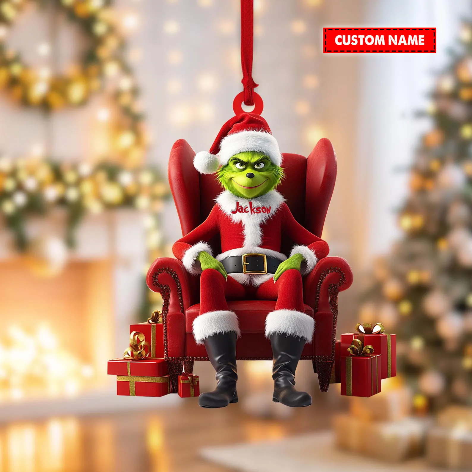 Personalized Grinch Christmas Ornament - Image 5