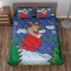 Snoopy And Woodstock In Red Baron Gear Christmas Quilt Bedding Set