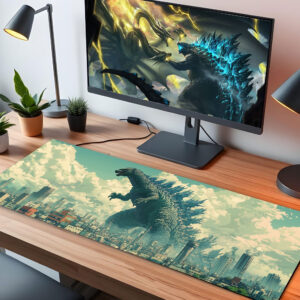 Alternative view of Godzilla Vintage LED Desk Mat