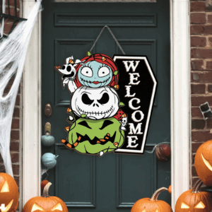 Nightmare Before Christmas Welcome Wood Sign Hanging