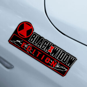 Alternative view of Black Widow Edition Laser Engraved Car Name Badge