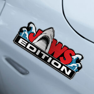 Alternative view of Jaws Edition Laser Engraved or 3D Inlayed Car Name Badge