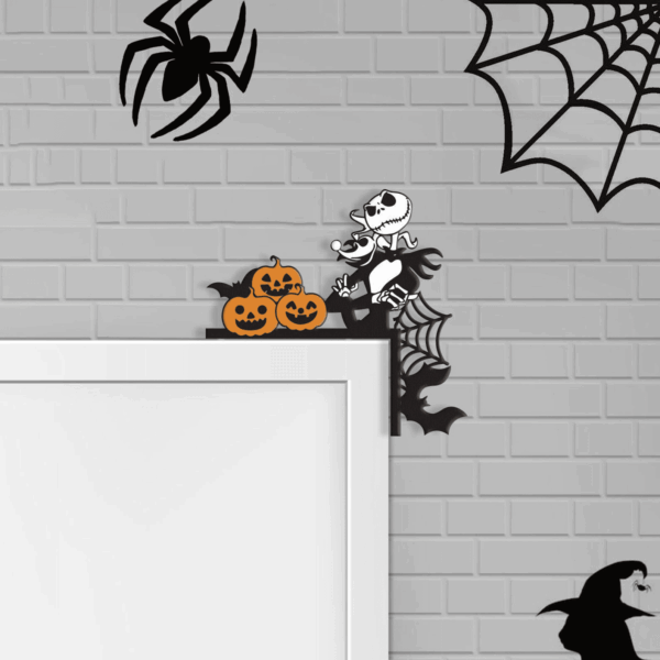 Jack And Pumpkin Nightmare Before Christmas Skeleton Door Corner - Image 2