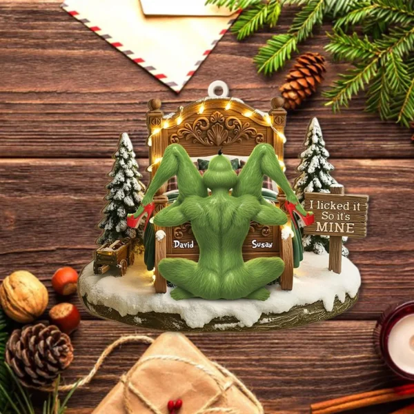 Personalized Grinch Couple I Licked It So It’s Mine Grinchmas Ornament Style 2 - Image 2