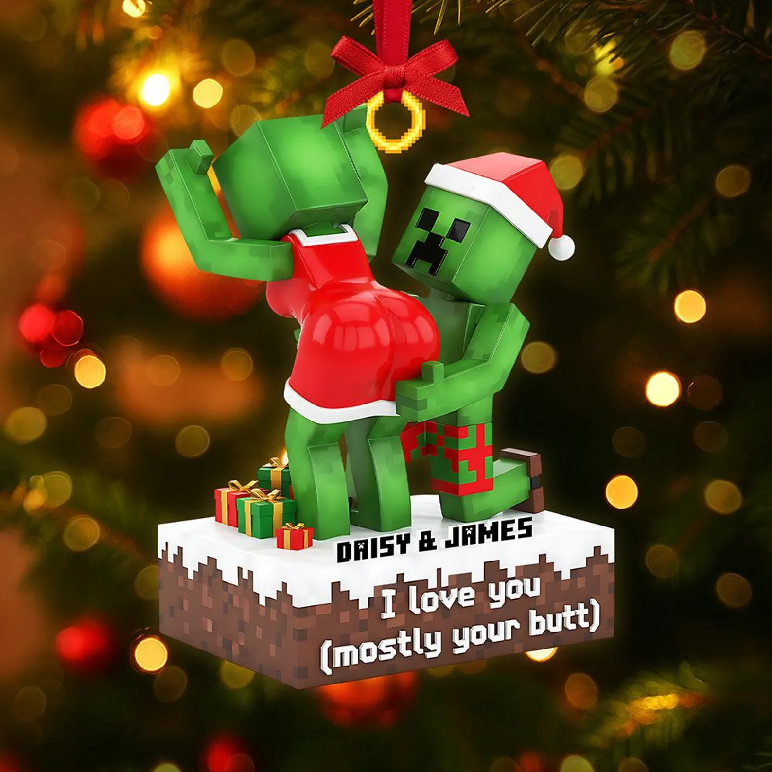 Personalized Funny Couple Christmas Ornament Style 1 - Image 4