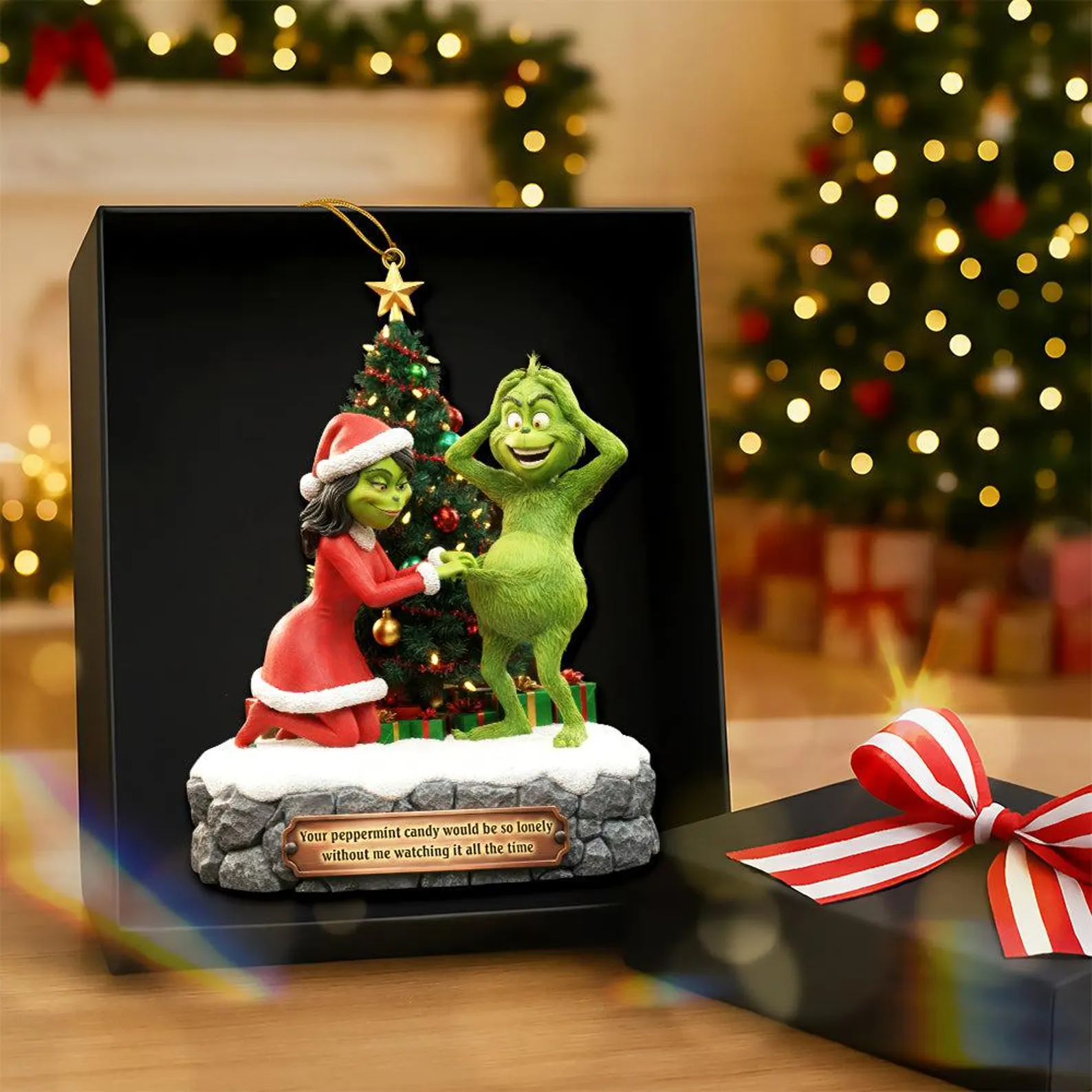 Personalized Naughty Grinchmas Couple Christmas Ornament - Image 4