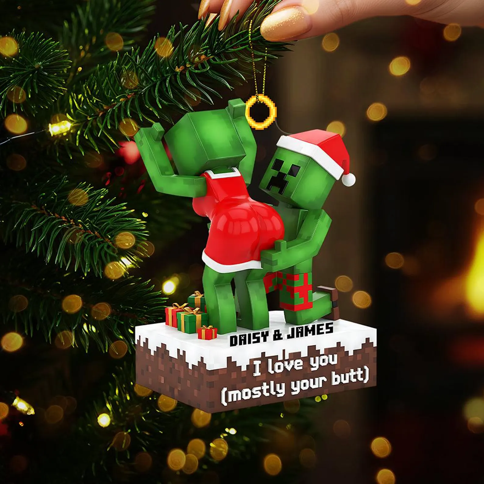 Personalized Funny Couple Christmas Ornament Style 1 - Image 3