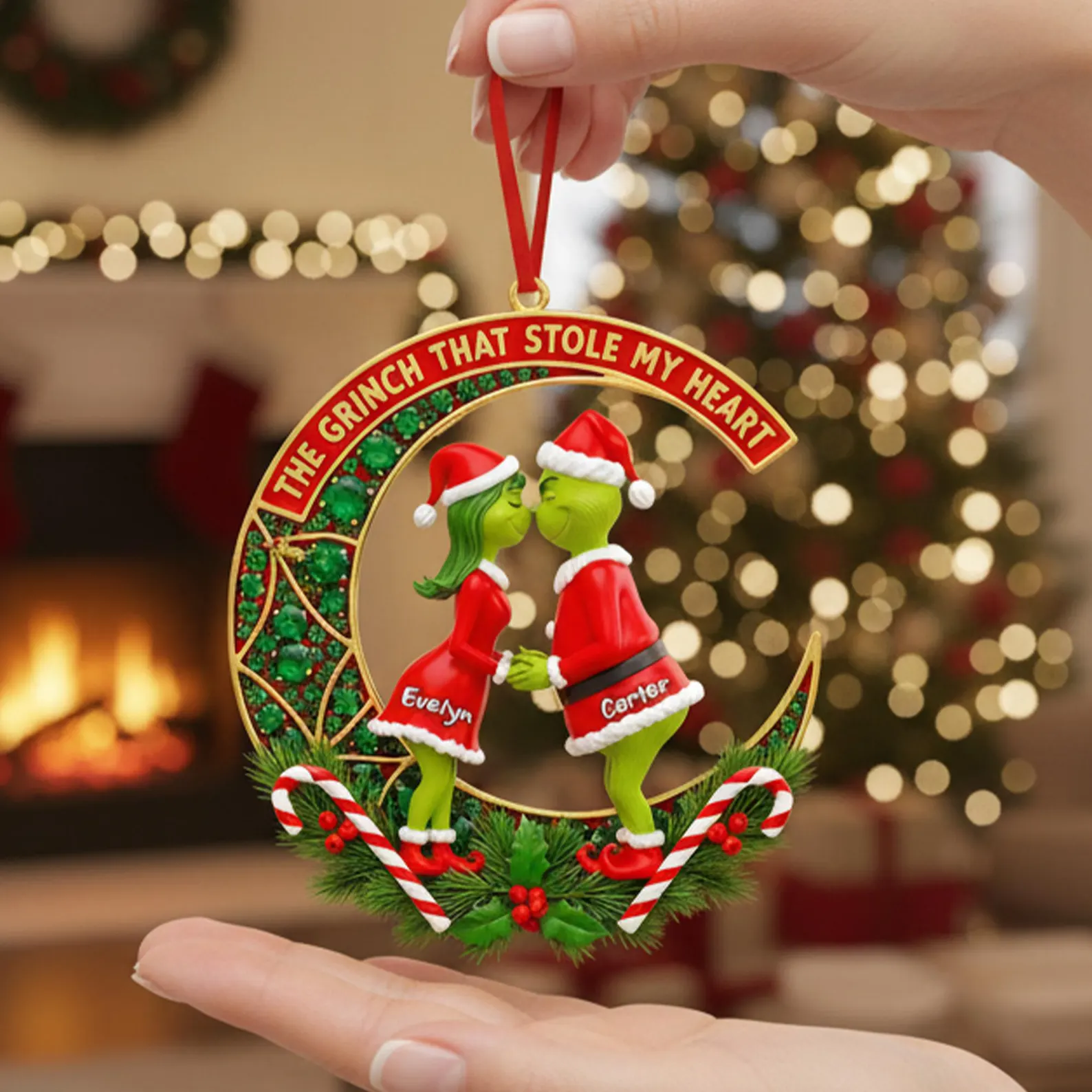 Personalized Grinch Couple The Grinch That Stole My Heart Christmas Ornament - Image 2