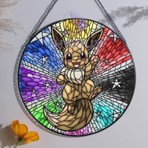Alternative view of Dragonite Pokemon Stained Glass Window Hanging Suncatcher