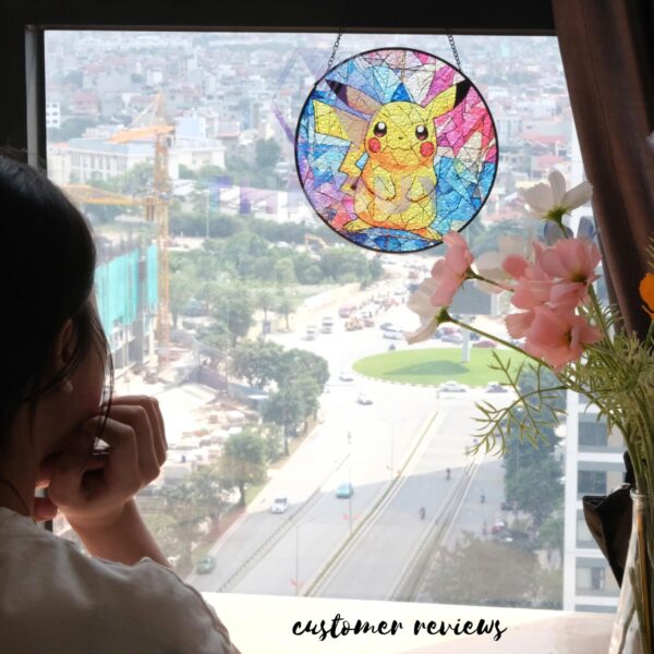 Eevee Pokemon Stained Glass Window Hanging Suncatcher - Image 6