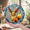 Eevee Pokemon Stained Glass Window Hanging Suncatcher