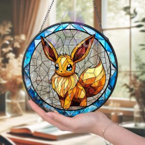 Eevee Pokemon Stained Glass Window Hanging Suncatcher