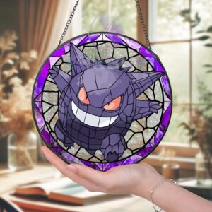 Alternative view of Gengar Glass Pokemon Stained Glass Window Hanging Suncatcher