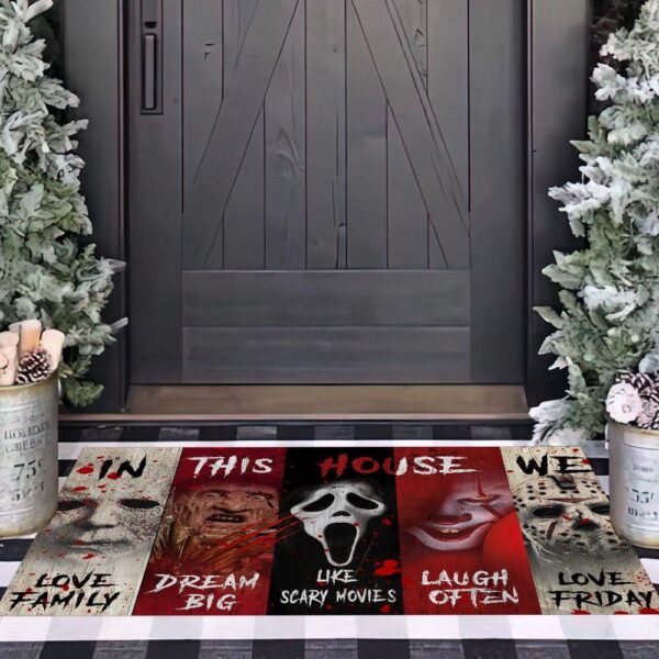 In This House We Horror Movies Door Mat - Image 5