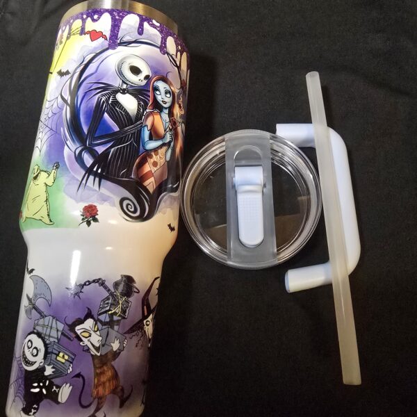 Nightmare Before Christmas Jack And Sally Halloween 40oz Stanley Tumbler - Image 3