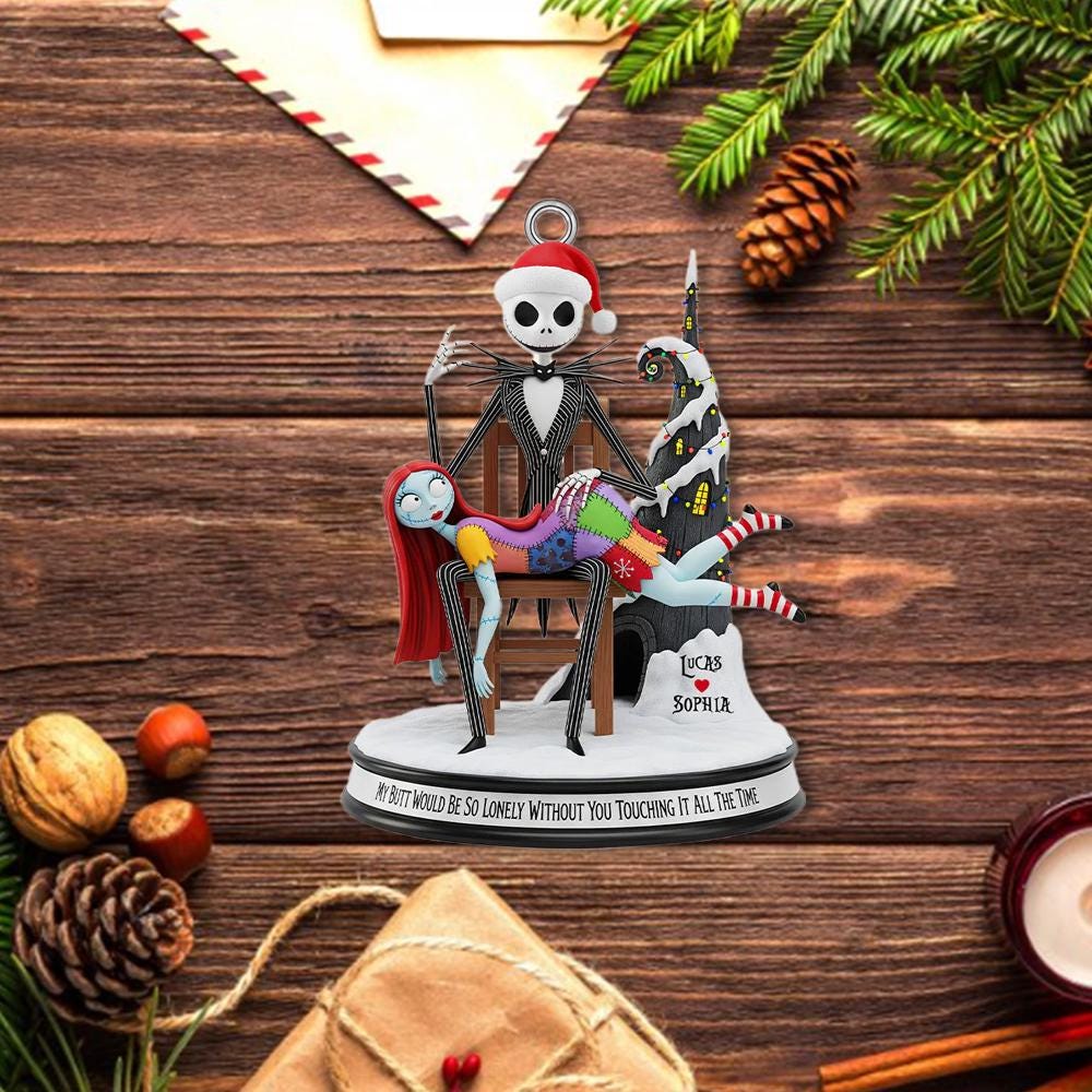 Personalized Humorous Jack and Sally Christmas Ornament - Image 3