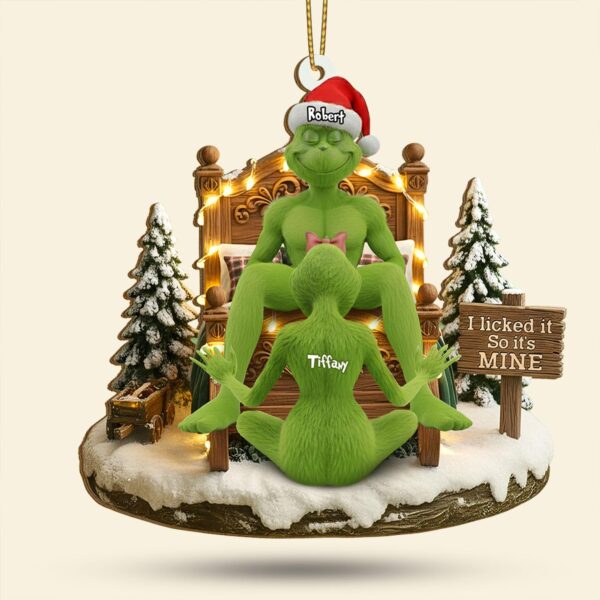 Personlized I Licked It So It's Mine Grinchmas Ornament Style 1 - Image 2