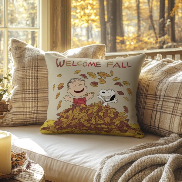 Welcome Fall Peanuts Faux Suede Pillow - Image 2