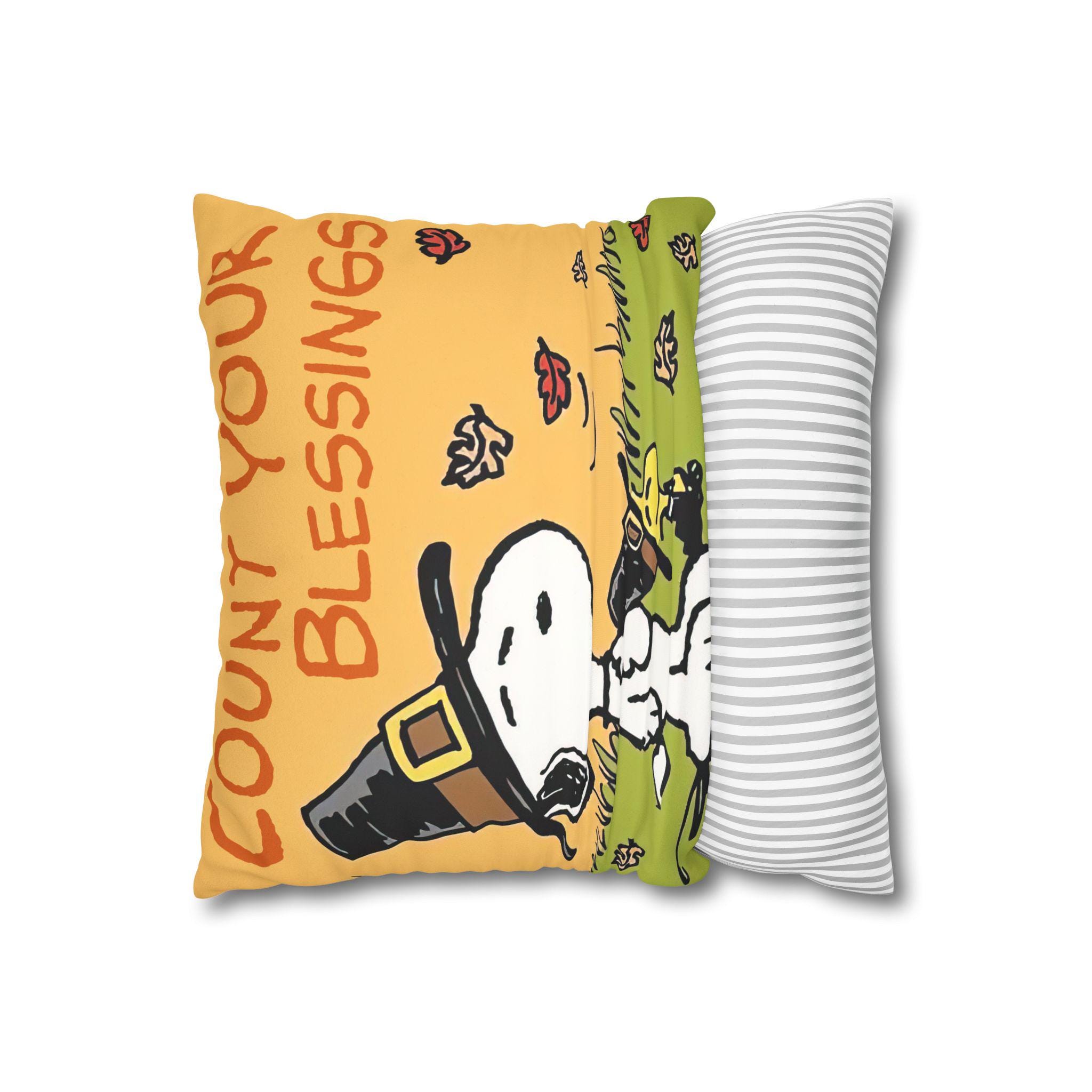 Snoopy and Woodstock Thanksgiving Pillow - Image 4