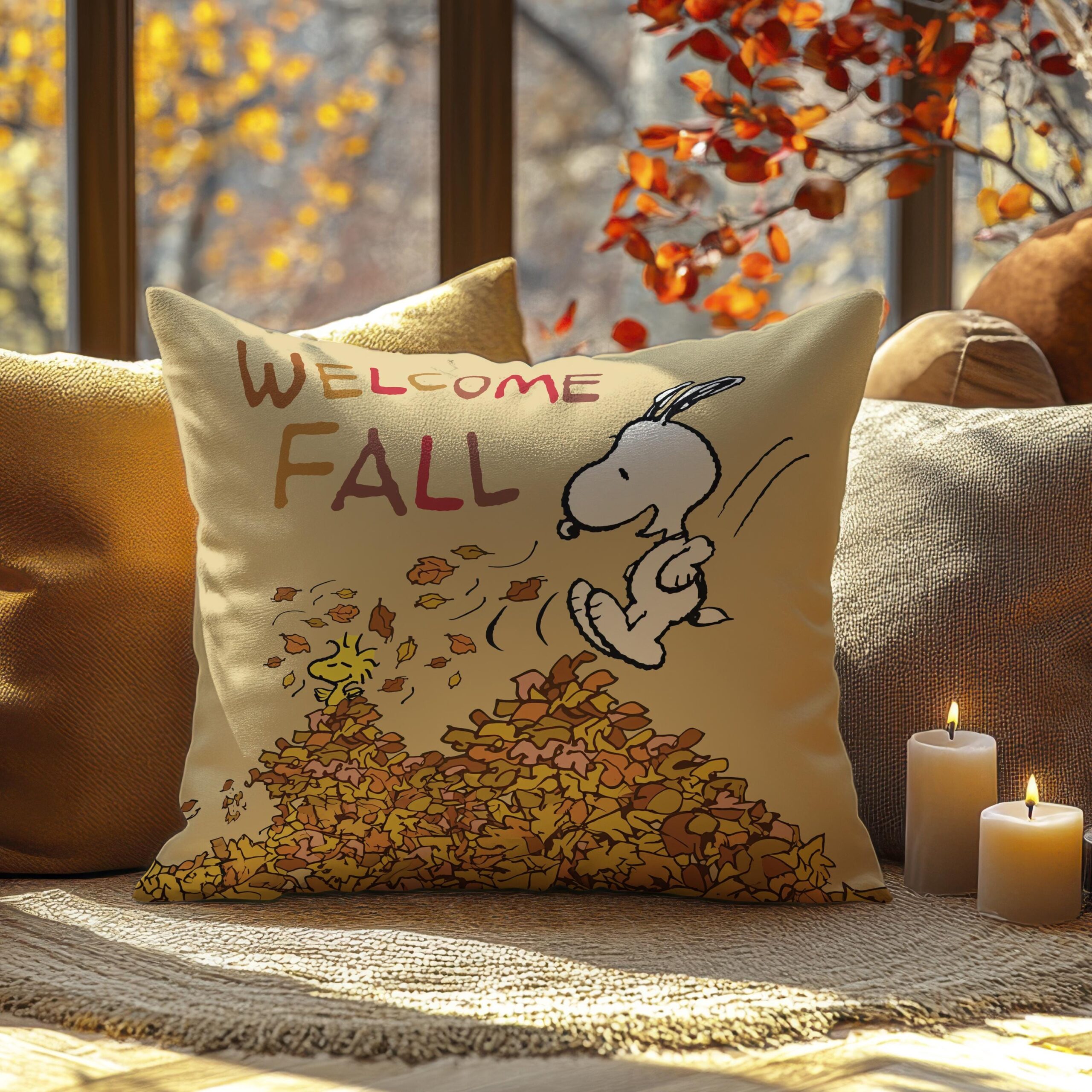 Snoopy & Woodstock Fall Pillow - Image 3