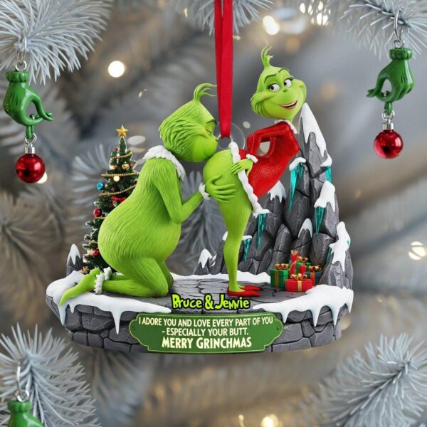 Personalized Green Monster Couple Christmas Ornament - Image 5