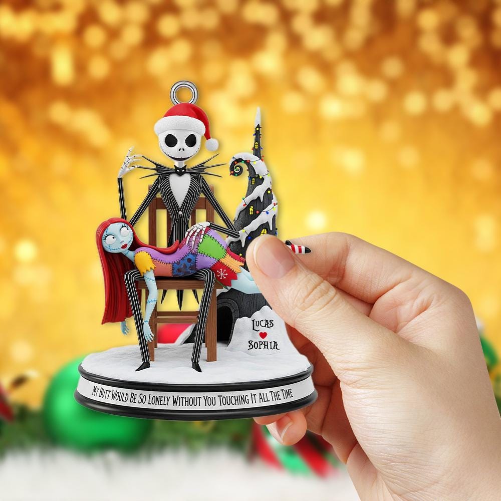 Personalized Humorous Jack and Sally Christmas Ornament - Image 4