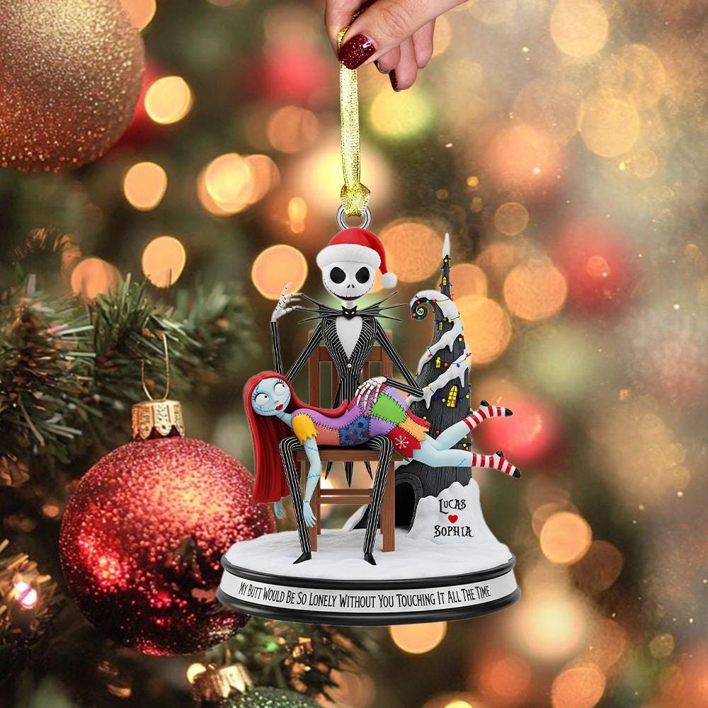 Personalized Humorous Jack and Sally Christmas Ornament - Image 2