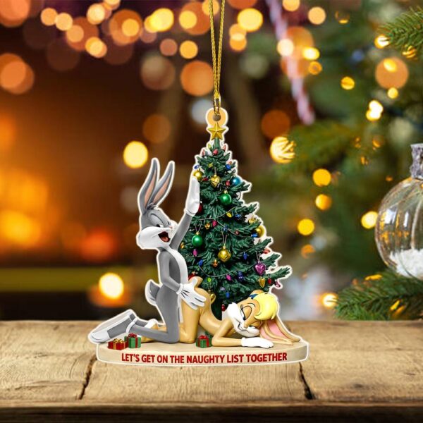 Personalized Bunny Couple Christmas Ornament - Image 3