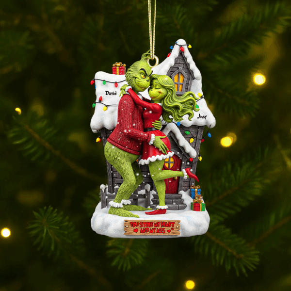 Personalized Green Couple You Stole My Heart Christmas Ornament