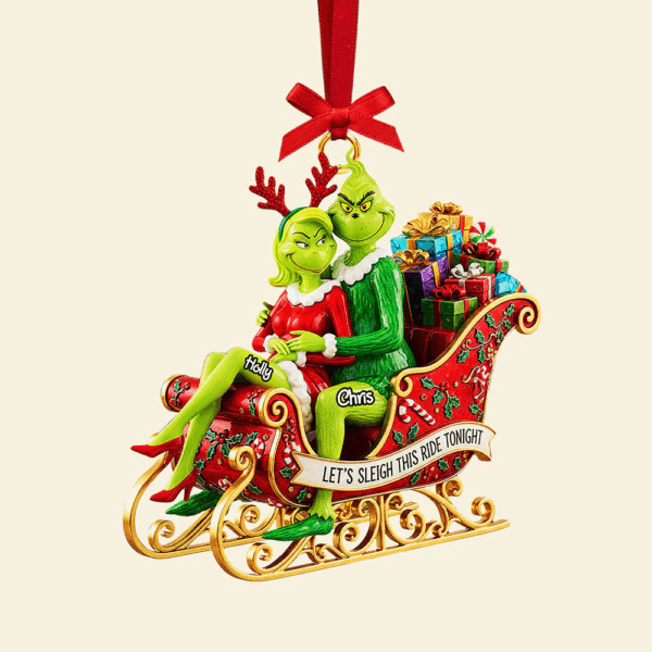 Personalized Gifts For Couple Let's Sleigh This Ride Tonight Christmas Ornament - Image 3