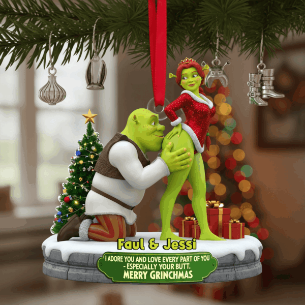 Personalized Cheeky Kisses Couple Christmas Ornament - Image 2