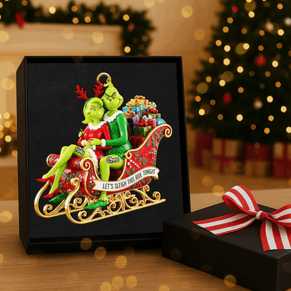 Personalized Gifts For Couple Let's Sleigh This Ride Tonight Christmas Ornament - Image 4