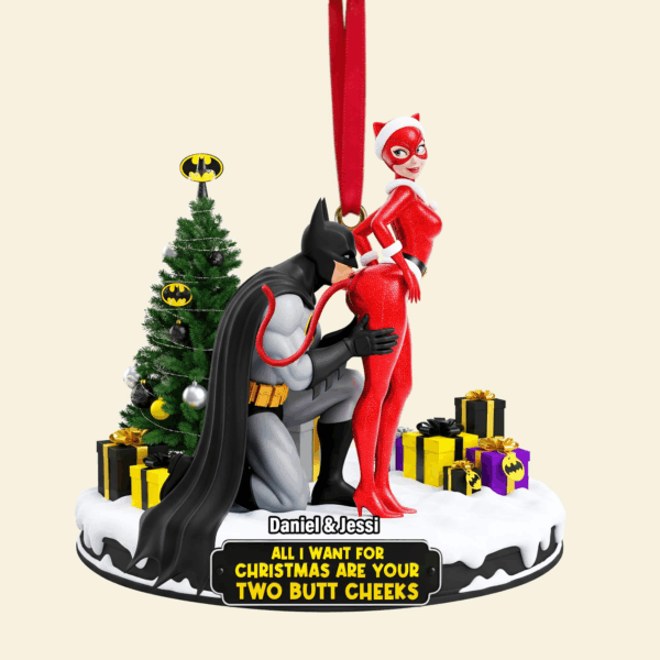 Personalized Cheeky Masked Couple Christmas Ornament - Image 2