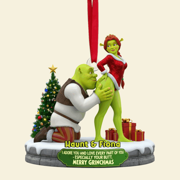 Personalized Cheeky Kisses Couple Christmas Ornament - Image 3