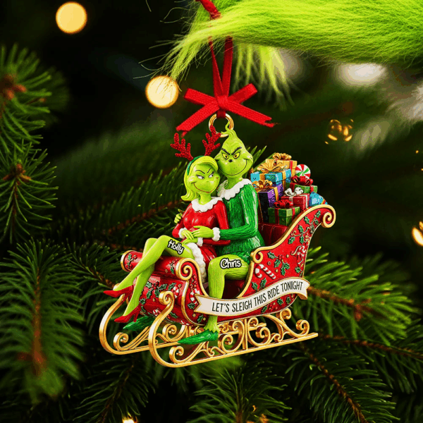 Personalized Gifts For Couple Let's Sleigh This Ride Tonight Christmas Ornament - Image 2