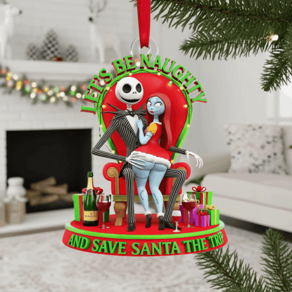 Personalized Nightmare Let’s Be Naughty Couple Ornament - Image 2