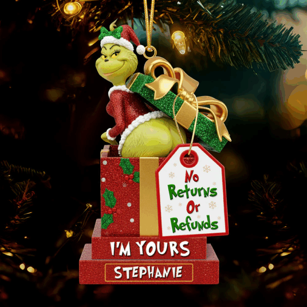 Personalized Gifts For Couple I'm Yours Grinch Christmas Ornament - Image 3