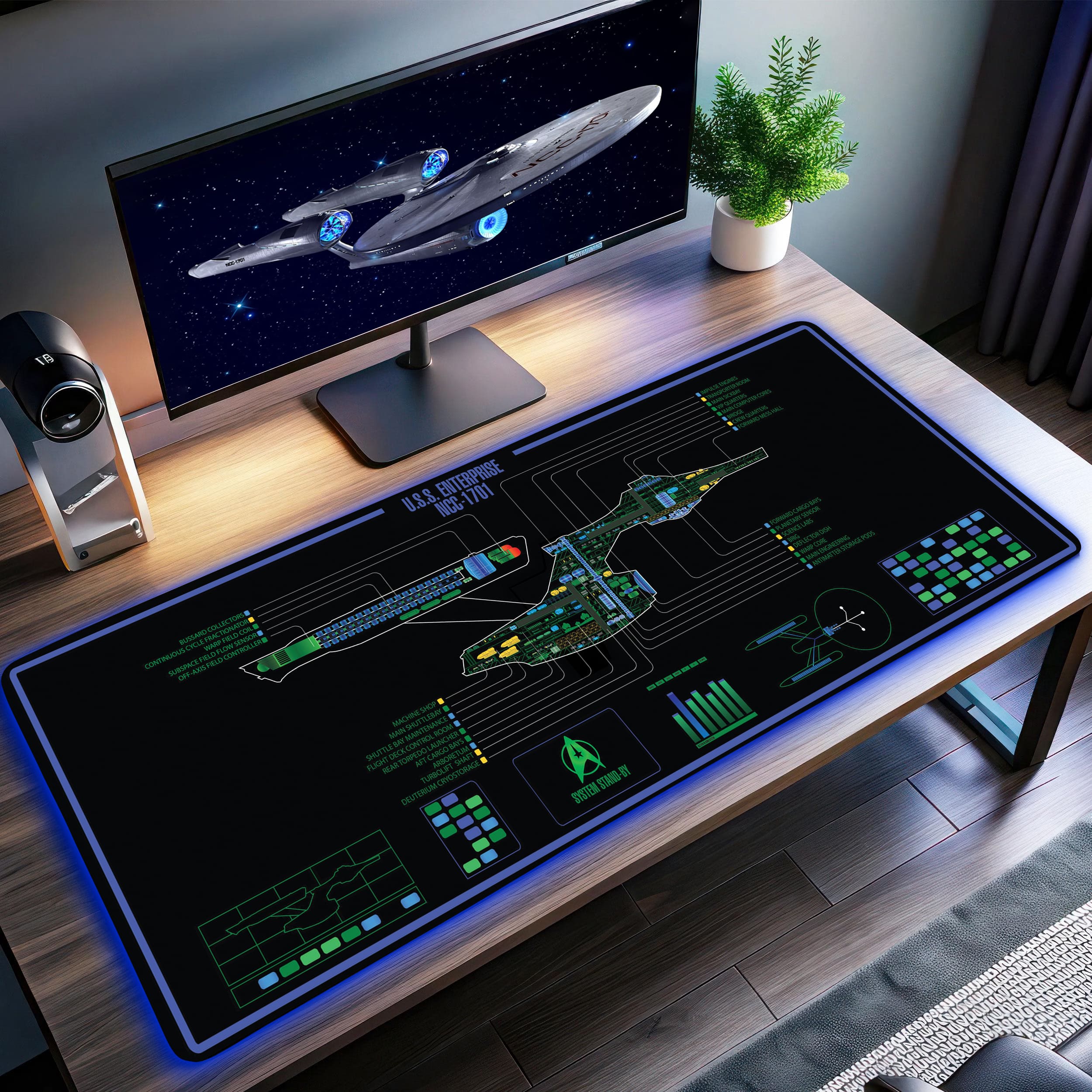 U.S.S. Enterprise NCC-1701 LCARS LED Desk Mat 114180 - Image 2