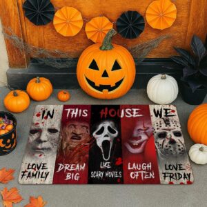 In This House We Horror Movies Door Mat