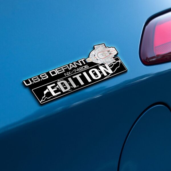 Star Trek U.S.S Defiant NX-74205 - Defiant Class Starship Edition Laser Engraved or 3D Inlayed Car Name Badge - Image 3