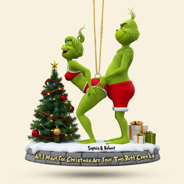 Personalized Naughty Green Couple Ornament - Image 3